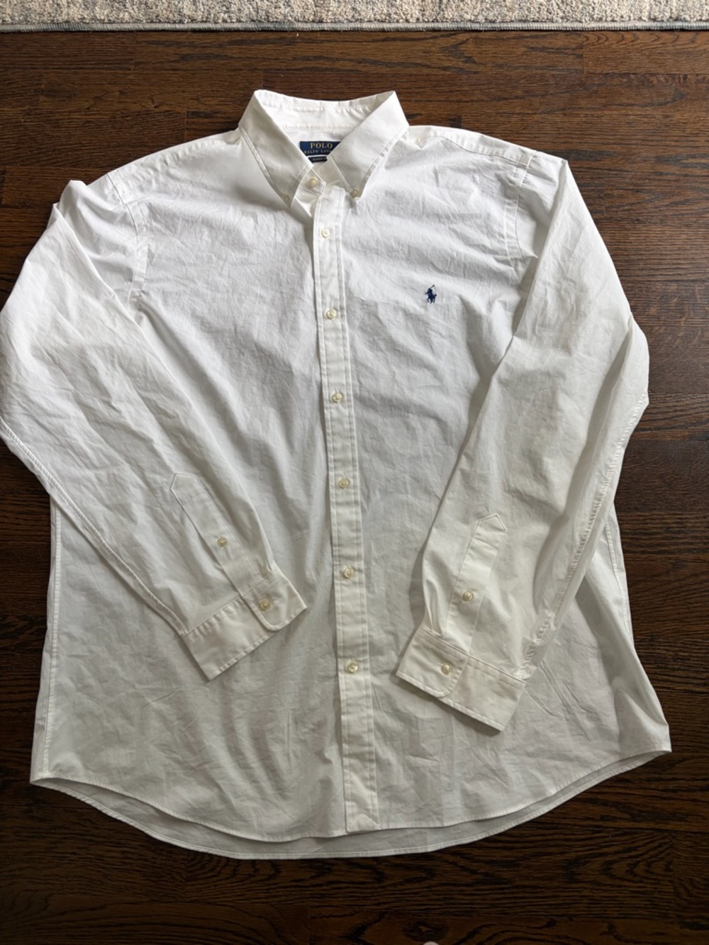 Polo by Ralph Lauren White Button-Down Dress Shirt with Navy Pony